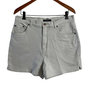 Bill Blass Stretch Khaki Tan Shorts Size 14 High Rise Cotton Blend Mom Fit Plain